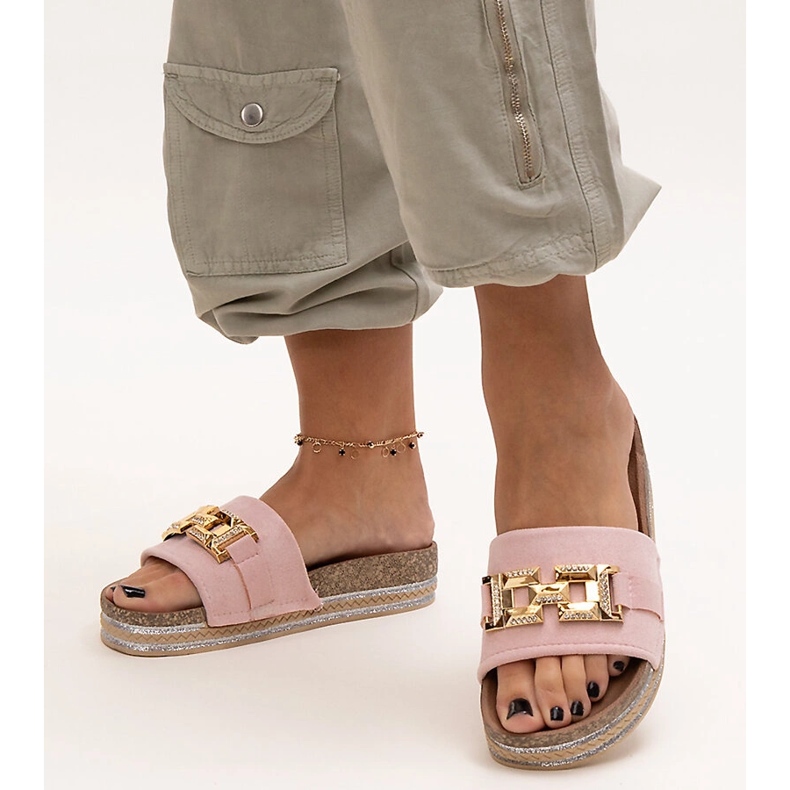 Chanclas rosas con hebilla brillante by Niamh 1