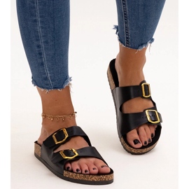 Chanclas negras con suela de corcho Oline negro 1