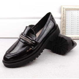 Mocasines de mujer en charol con circonitas, negro Filippo DP6240 3