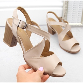 Sandalias tacón mujer piel beige Dolce Pietro 4077-013-01-1 1