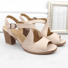 Sandalias tacón mujer piel beige Dolce Pietro 4077-013-01-1 2