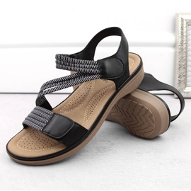 Sandalias de mujer con velcro y elásticos, negro Sabatina Y8066-1 3