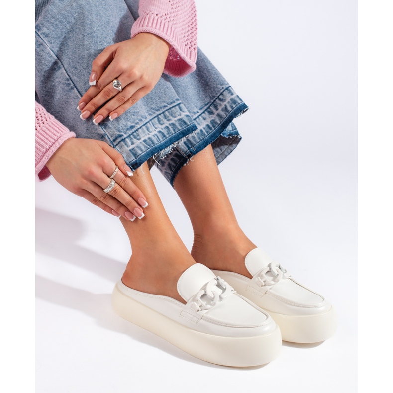 Chanclas de plataforma cerradas de mujer blancas blanco 1