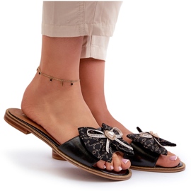 Chanclas Mujer Planas De Piel Con Lazo Laura Messi 2791 Negro 8