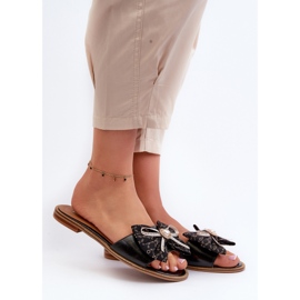 Chanclas Mujer Planas De Piel Con Lazo Laura Messi 2791 Negro 2