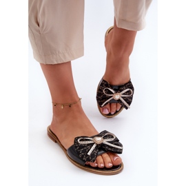 Chanclas Mujer Planas De Piel Con Lazo Laura Messi 2791 Negro 4