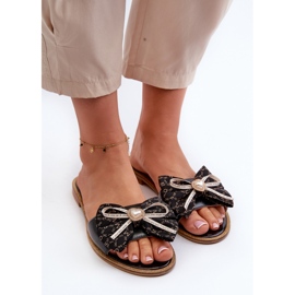 Chanclas Mujer Planas De Piel Con Lazo Laura Messi 2791 Negro 5