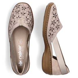 Zapatos slip-on mujer cómodos de piel verano beige Rieker 41356-60 7