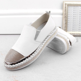 S.Barski Zapato slip-on mujer de piel con circonitas blanco D&amp;A LR370 6
