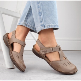 Sandalias mujer cómodas piel integral beige Helios 128.02 4