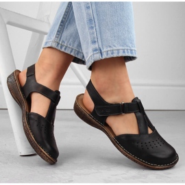 Sandalias mujer cómodas piel negro entero Helios 128.011 4