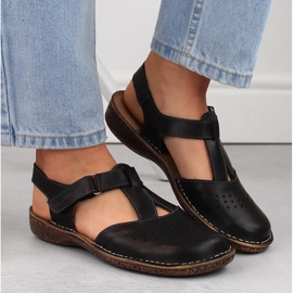 Sandalias mujer cómodas piel negro entero Helios 128.011 6