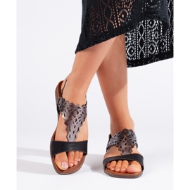 Sandalias de mujer caladas negras de Sergio Leone negro 3