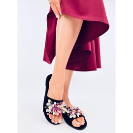 Lumsen Chanclas negras con piedras de colores negro 2