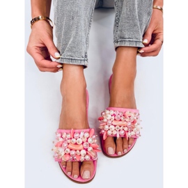 Chanclas Lumsen Fucsia con piedras de colores rosado 4