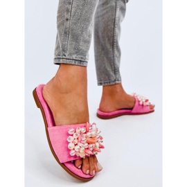 Chanclas Lumsen Fucsia con piedras de colores rosado 3