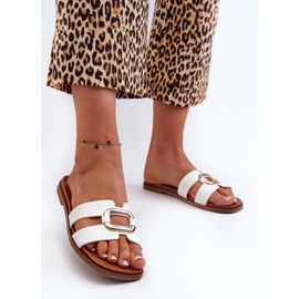 Chanclas Planas de Mujer Realizadas en Piel Ecológica Sergio Leone SK077H Blanco 3