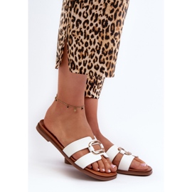 Chanclas Planas de Mujer Realizadas en Piel Ecológica Sergio Leone SK077H Blanco 2
