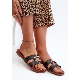Chanclas Planas de Mujer Fabricadas en Piel Ecológica Sergio Leone SK077H Negro 7
