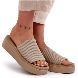 Sergio Leone SK083H Chanclas con Plataforma Mujer, Beige 9