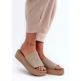 Sergio Leone SK083H Chanclas con Plataforma Mujer, Beige 2