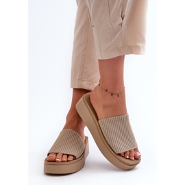 Sergio Leone SK083H Chanclas con Plataforma Mujer, Beige 7