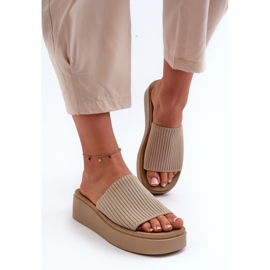 Sergio Leone SK083H Chanclas con Plataforma Mujer, Beige 4