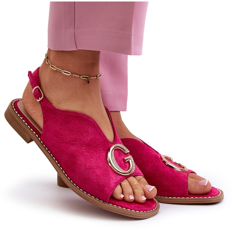 Sandalias Mujer Elegantes Con Decoración Ante Eco S.Barski KV27-058 Fucsia rosa 4