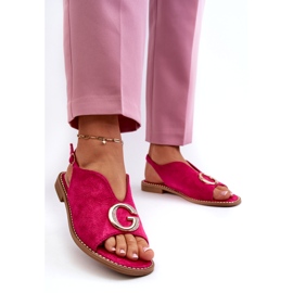 Sandalias Mujer Elegantes Con Decoración Ante Eco S.Barski KV27-058 Fucsia rosa 1
