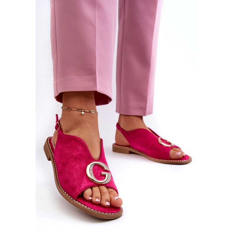 Sandalias Mujer Elegantes Con Decoración Ante Eco S.Barski KV27-058 Fucsia rosa 1