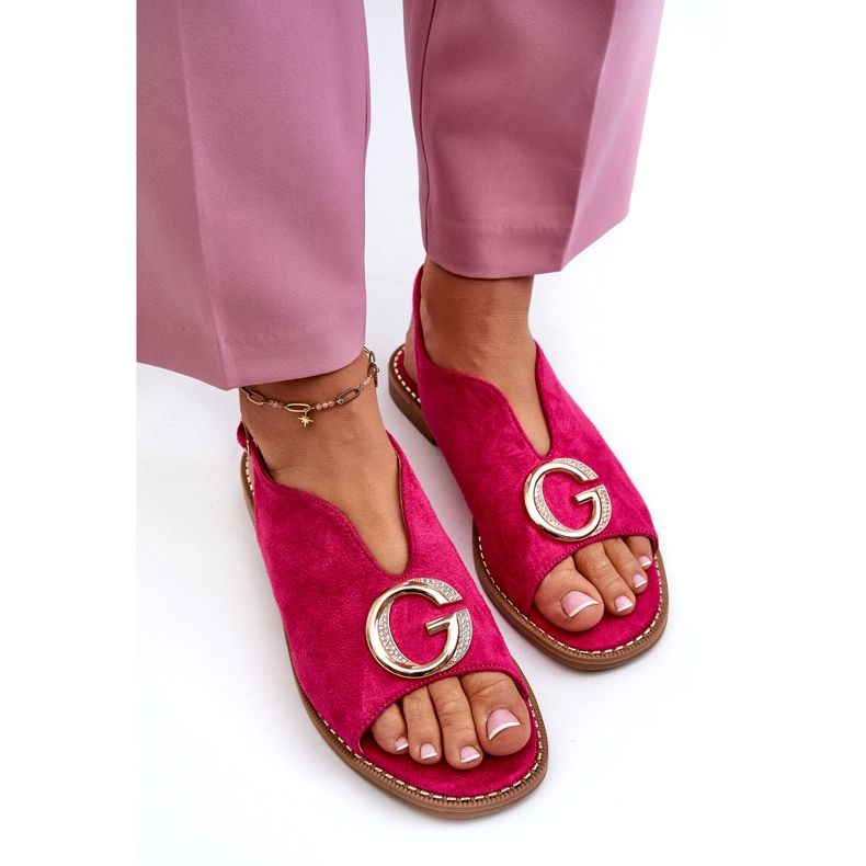 Sandalias Mujer Elegantes Con Decoración Ante Eco S.Barski KV27-058 Fucsia rosado 2