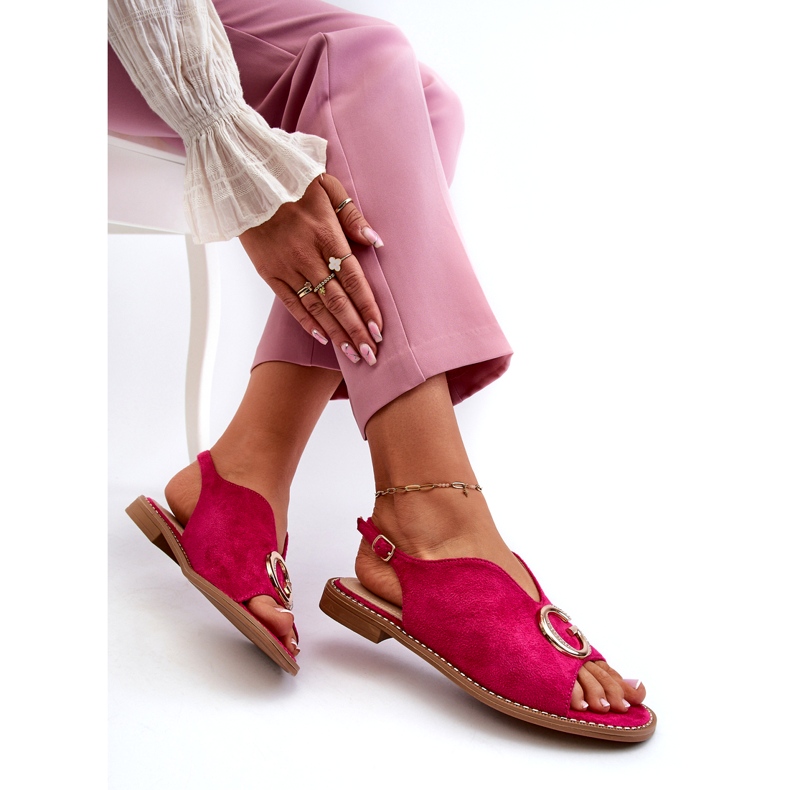 Sandalias Mujer Elegantes Con Decoración Ante Eco S.Barski KV27-058 Fucsia rosado 3