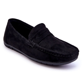Confly Mocasines negros de gamuza para hombres 1