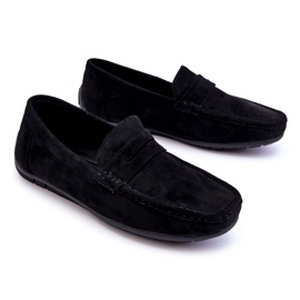 Confly Mocasines negros de gamuza para hombres 2