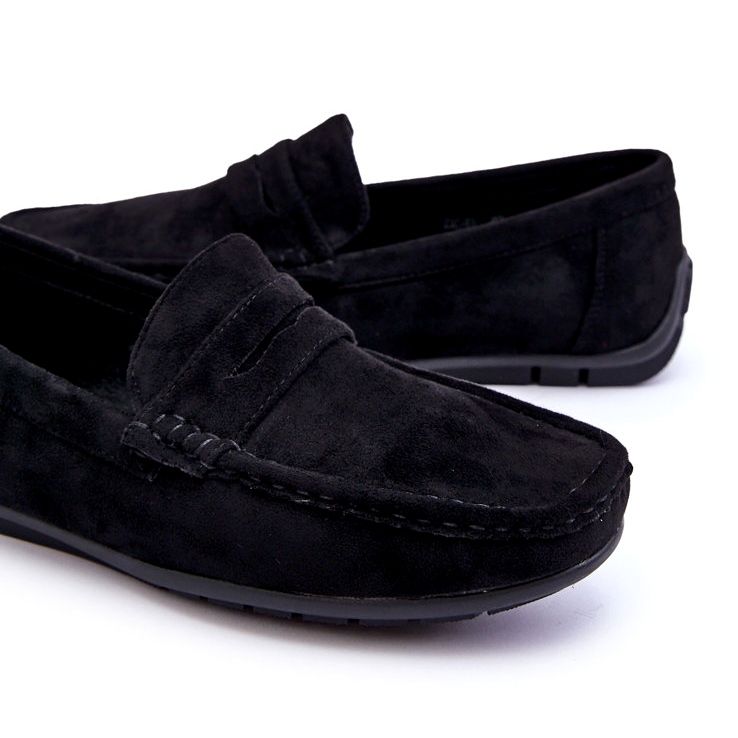 Confly Mocasines negros de gamuza para hombres 3 Confly Mocasines negros de gamuza para hombres 3