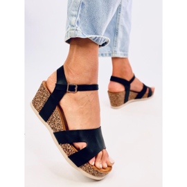 Dionis Sandalias cuña corcho negro 5