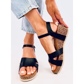 Dionis Sandalias cuña corcho negro 3