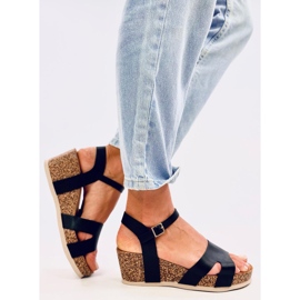 Dionis Sandalias cuña corcho negro 4