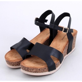 Dionis Sandalias cuña corcho negro 1