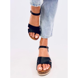 Dionis Sandalias cuña corcho negro 2