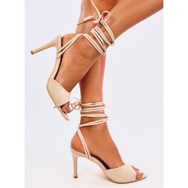 Gennaro Sandalias tacón cordones beige 3