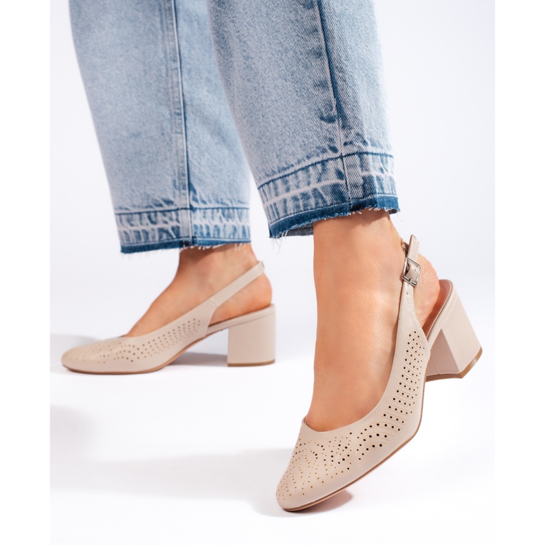 Zapatos de tacón calados de Sergio Leone beige 1