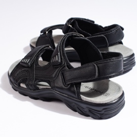 Sandalias cómodas de hombre con velcro en color negro. 3
