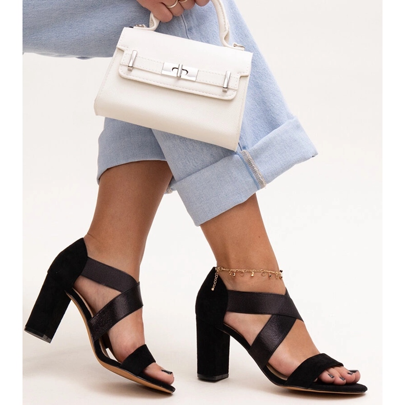 Evento Sandalias negras de tacón con plantilla Sewim de piel. negro 2