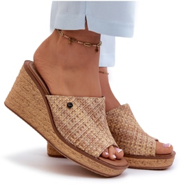 Sergio Leone Chanclas Cuña Mujer KL213 Beige 8