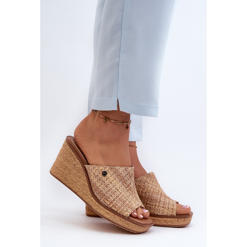 Sergio Leone Chanclas Cuña Mujer KL213 Beige 1