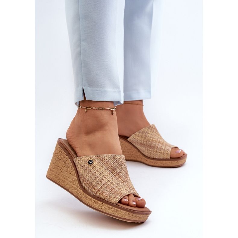 Sergio Leone Chanclas Cuña Mujer KL213 Beige 2