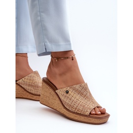 Sergio Leone Chanclas Cuña Mujer KL213 Beige 4