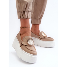 Zazoo 3458 Mocasines Mujer Piel Con Adorno, Beige 8