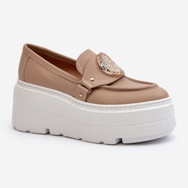 Zazoo 3458 Mocasines Mujer Piel Con Adorno, Beige 6